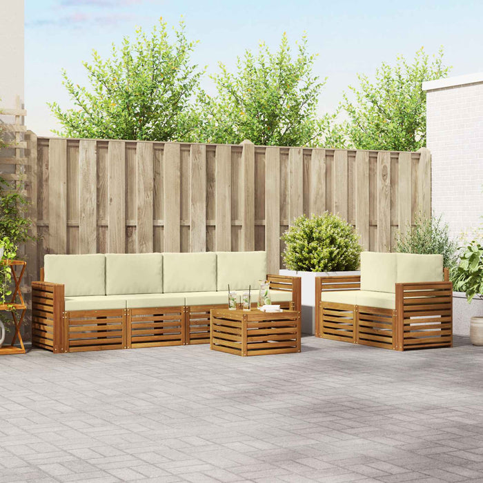 Set de canapele de exterior cu pernă 7 pcs Natural și Crem - WALTI WALTI