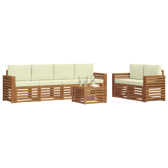 Set de canapele de exterior cu pernă 7 pcs Natural și Crem - WALTI WALTI