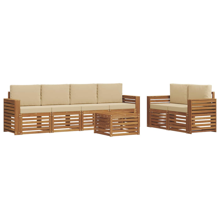 Set de canapele de exterior cu pernă 7 pcs Natural și Bej - WALTI WALTI