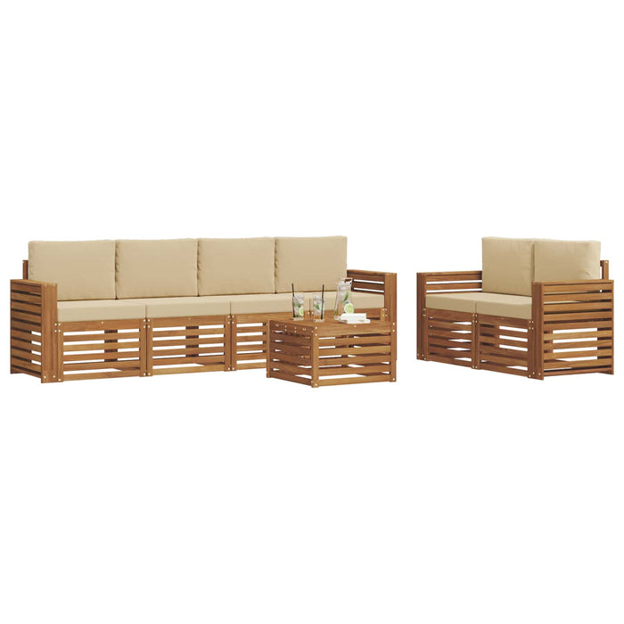 Set de canapele de exterior cu pernă 7 pcs Natural și Bej - WALTI WALTI