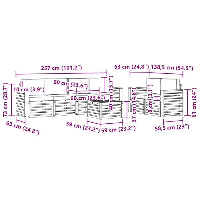 Set de canapele de exterior cu pernă 7 pcs Natural și Bej - WALTI WALTI