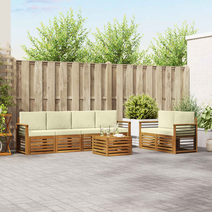 Set de canapele de exterior cu pernă 7 pcs Natural și Crem - WALTI WALTI