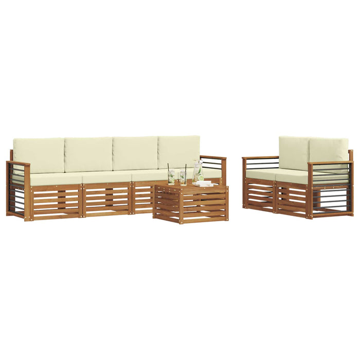 Set de canapele de exterior cu pernă 7 pcs Natural și Crem - WALTI WALTI