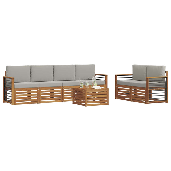 Set de canapele de exterior 7 pcs Gri natural și deschis - WALTI WALTI