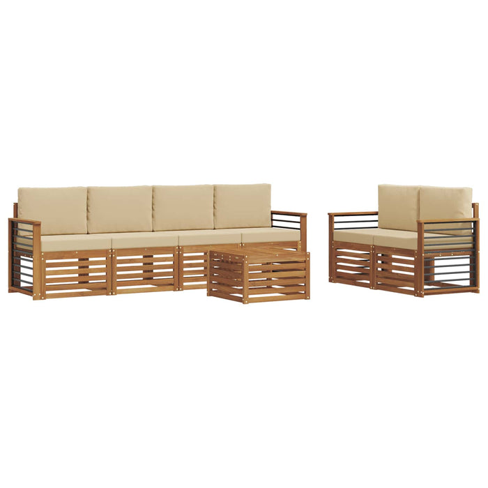 Set de canapele de exterior cu pernă 7 pcs Natural și Bej - WALTI WALTI