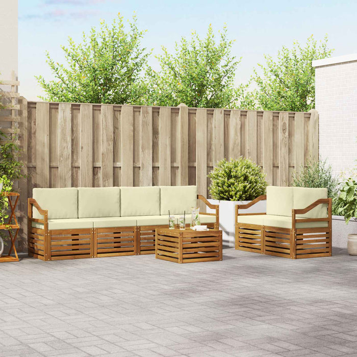 Set de canapele de exterior cu pernă 7 pcs Natural și Crem - WALTI WALTI