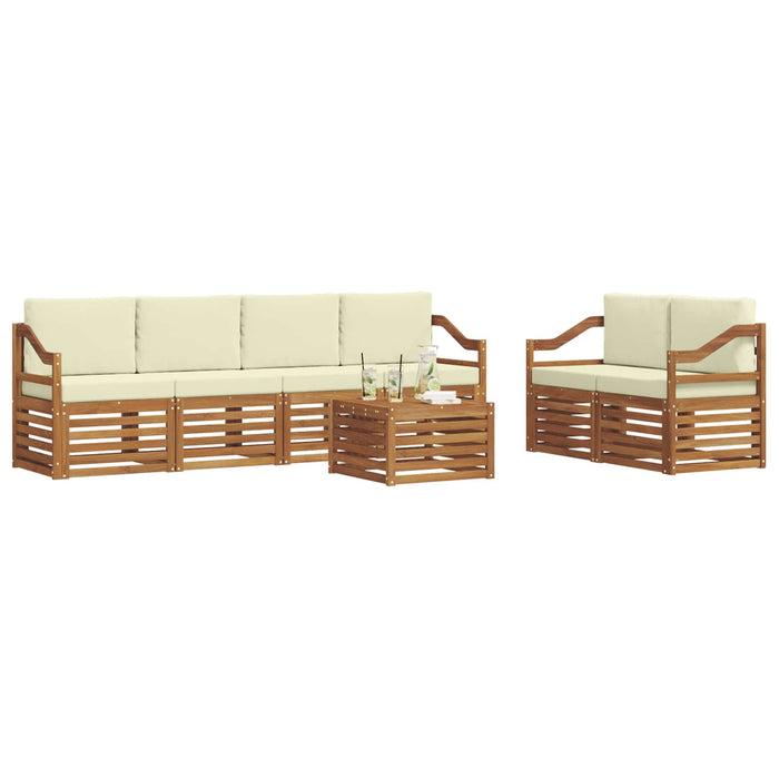Set de canapele de exterior cu pernă 7 pcs Natural și Crem - WALTI WALTI