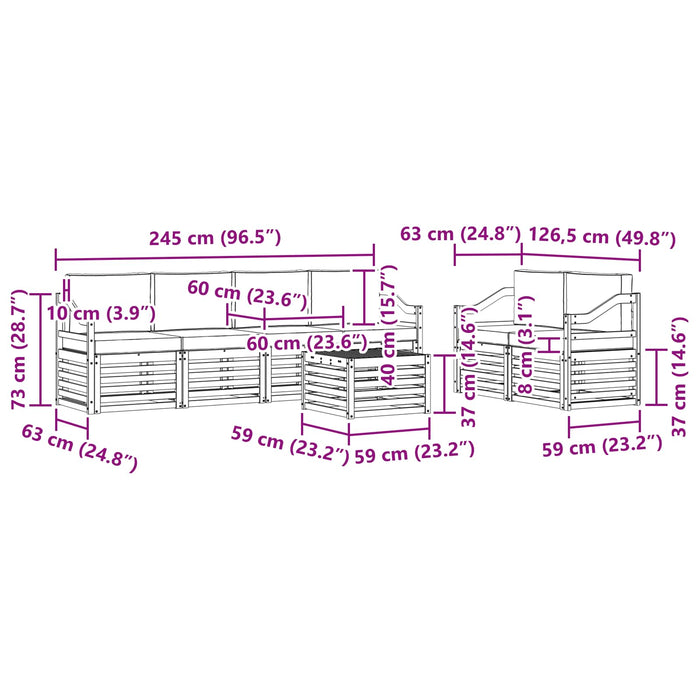 Set de canapele de exterior 7 pcs Gri natural și deschis - WALTI WALTI