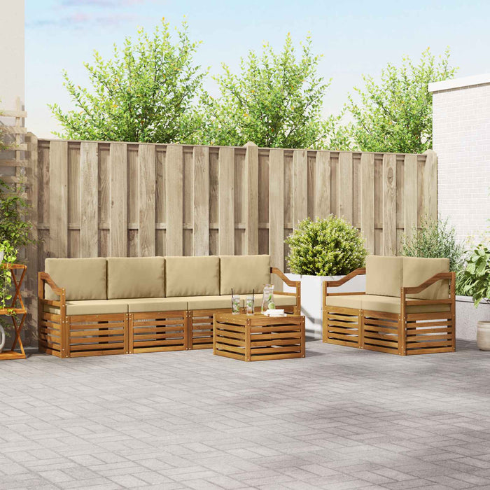 Set de canapele de exterior cu pernă 7 pcs Natural și Bej - WALTI WALTI