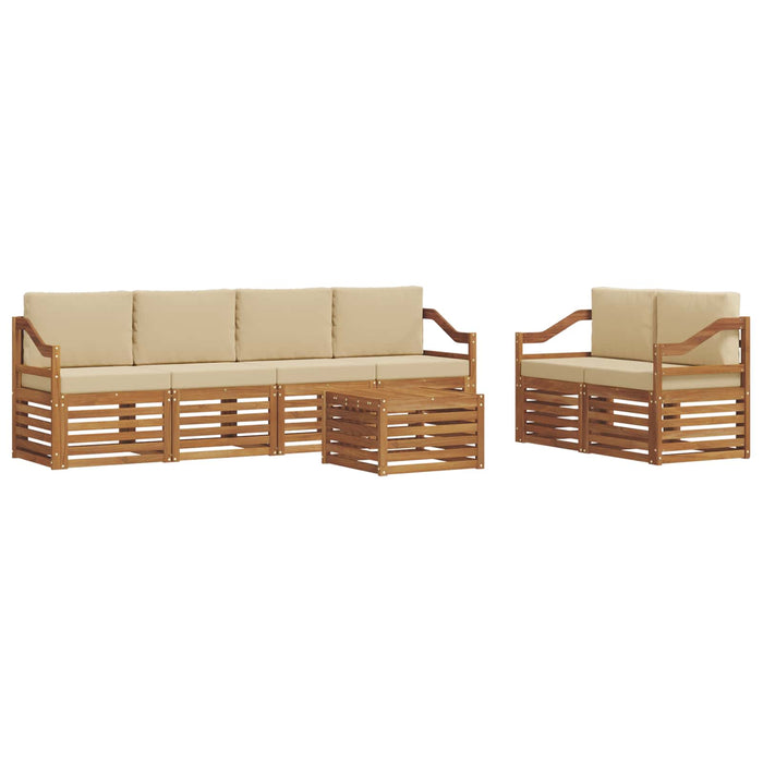 Set de canapele de exterior cu pernă 7 pcs Natural și Bej - WALTI WALTI