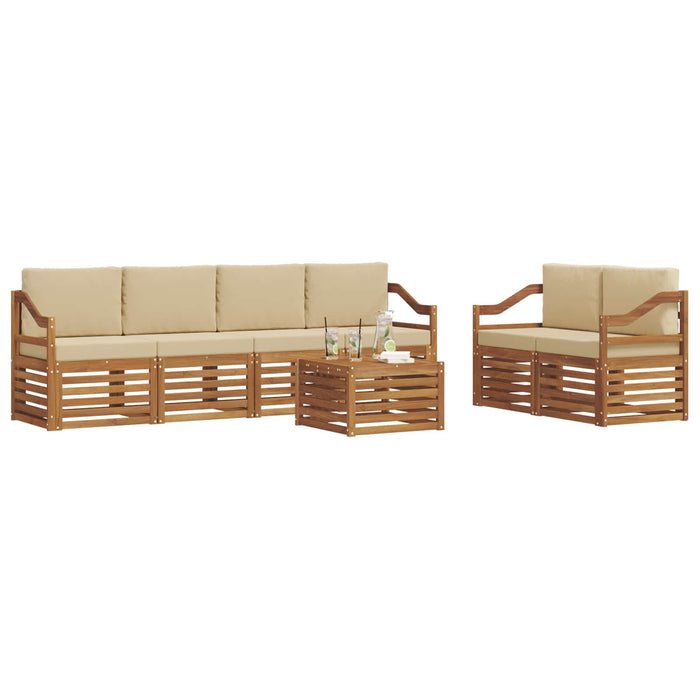 Set de canapele de exterior cu pernă 7 pcs Natural și Bej - WALTI WALTI