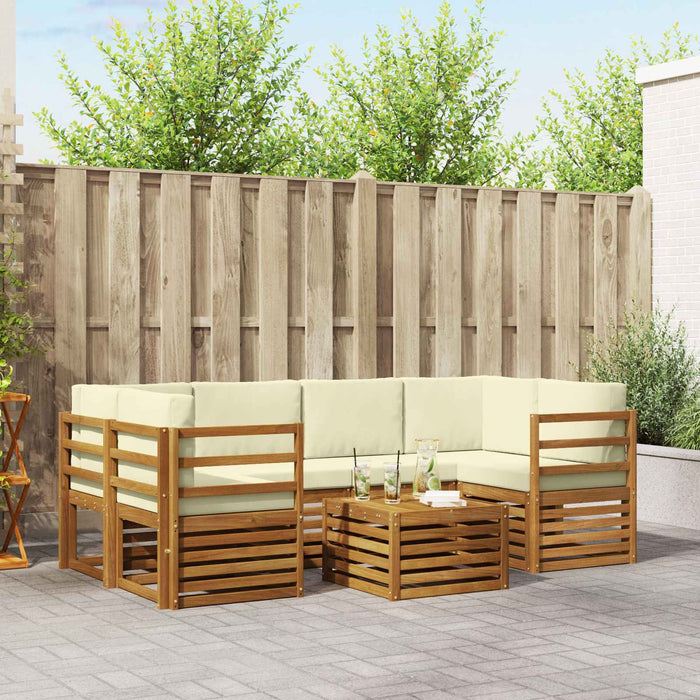 Set de canapele de exterior cu pernă 7 pcs Natural și Crem - WALTI WALTI