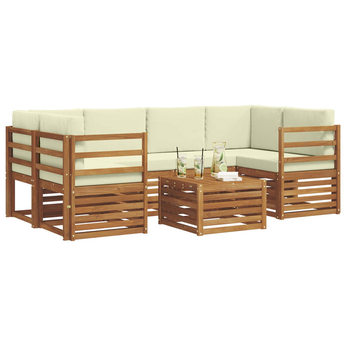 Set de canapele de exterior cu pernă 7 pcs Natural și Crem - WALTI WALTI