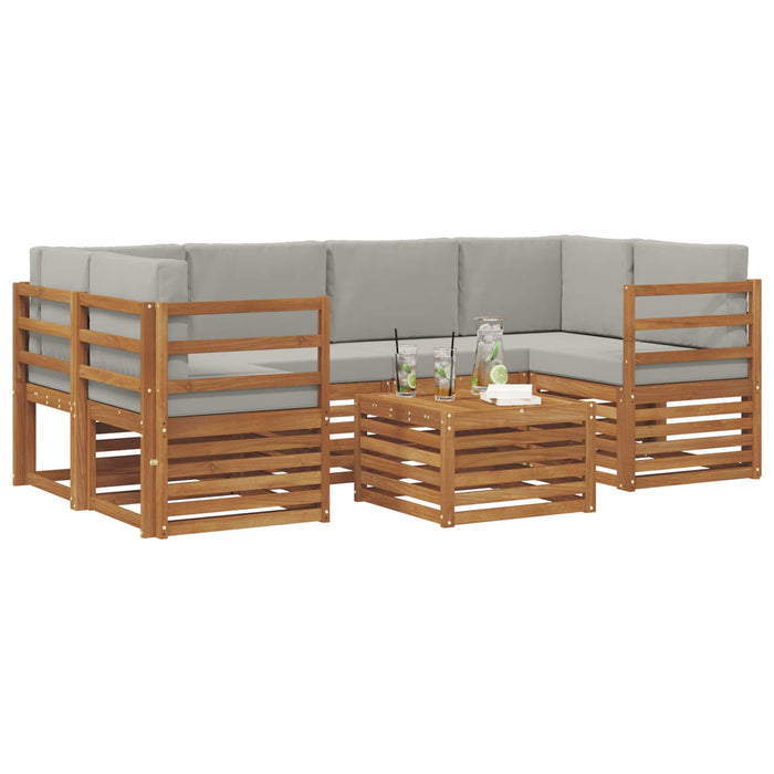 Set de canapele de exterior 7 pcs Gri natural și deschis - WALTI WALTI