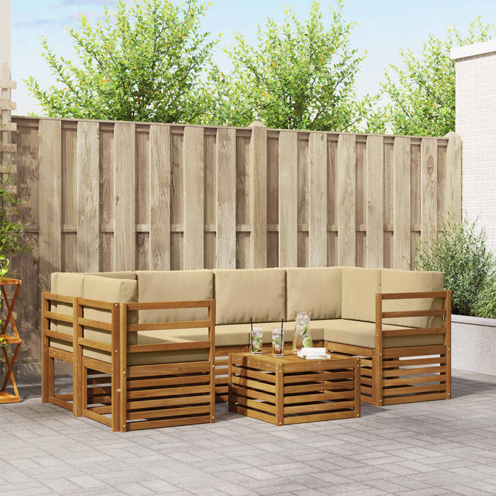 Set de canapele de exterior cu pernă 7 pcs Natural și Bej - WALTI WALTI