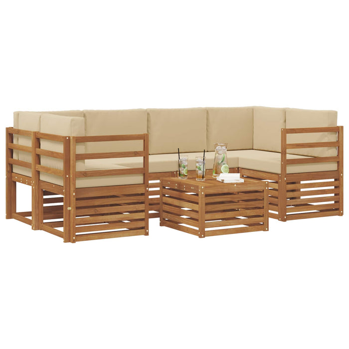 Set de canapele de exterior cu pernă 7 pcs Natural și Bej - WALTI WALTI