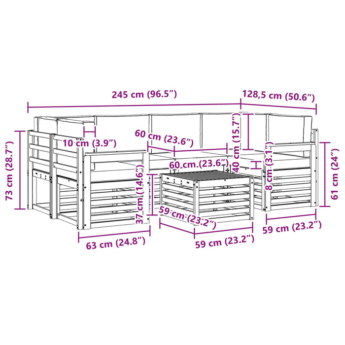 Set de canapele de exterior cu pernă 7 pcs Natural și Crem - WALTI WALTI
