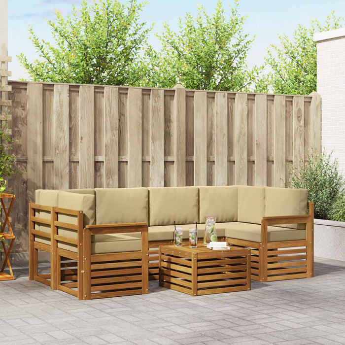 Set de canapele de exterior cu pernă 7 pcs Natural și Bej - WALTI WALTI
