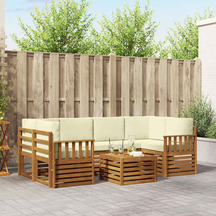 Set de canapele de exterior cu pernă 7 pcs Natural și Crem - WALTI WALTI