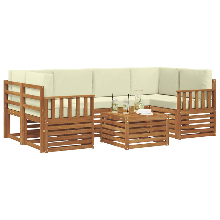 Set de canapele de exterior cu pernă 7 pcs Natural și Crem - WALTI WALTI