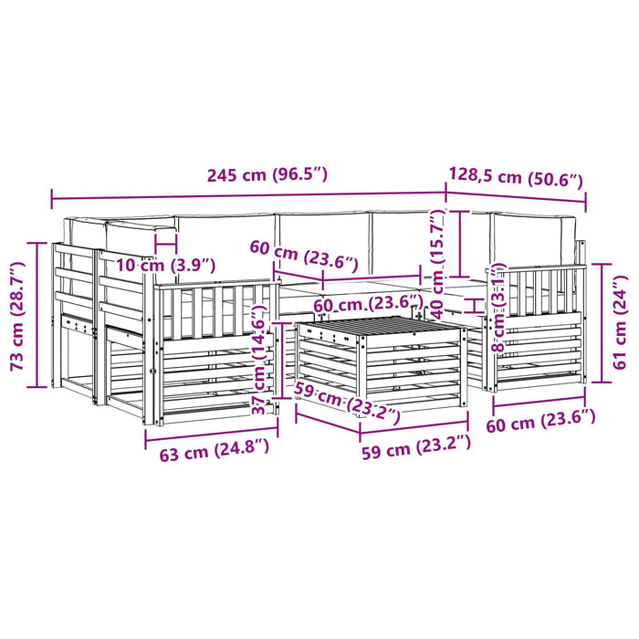 Set de canapele de exterior 7 pcs Gri natural și deschis - WALTI WALTI