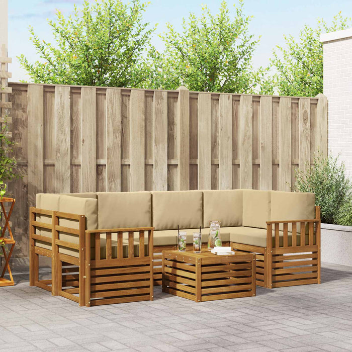 Set de canapele de exterior cu pernă 7 pcs Natural și Bej - WALTI WALTI