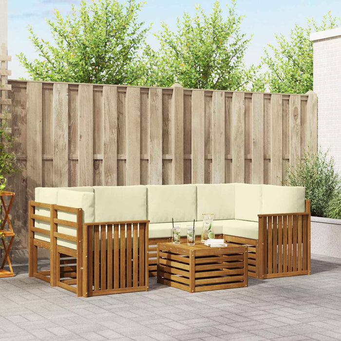Set de canapele de exterior cu pernă 7 pcs Natural și Crem - WALTI WALTI