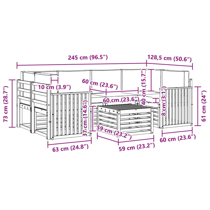 Set de canapele de exterior cu pernă 7 pcs Natural și Antracit - WALTI WALTI