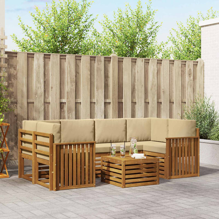 Set de canapele de exterior cu pernă 7 pcs Natural și Bej - WALTI WALTI