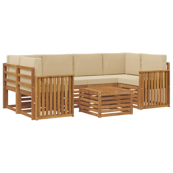 Set de canapele de exterior cu pernă 7 pcs Natural și Bej - WALTI WALTI