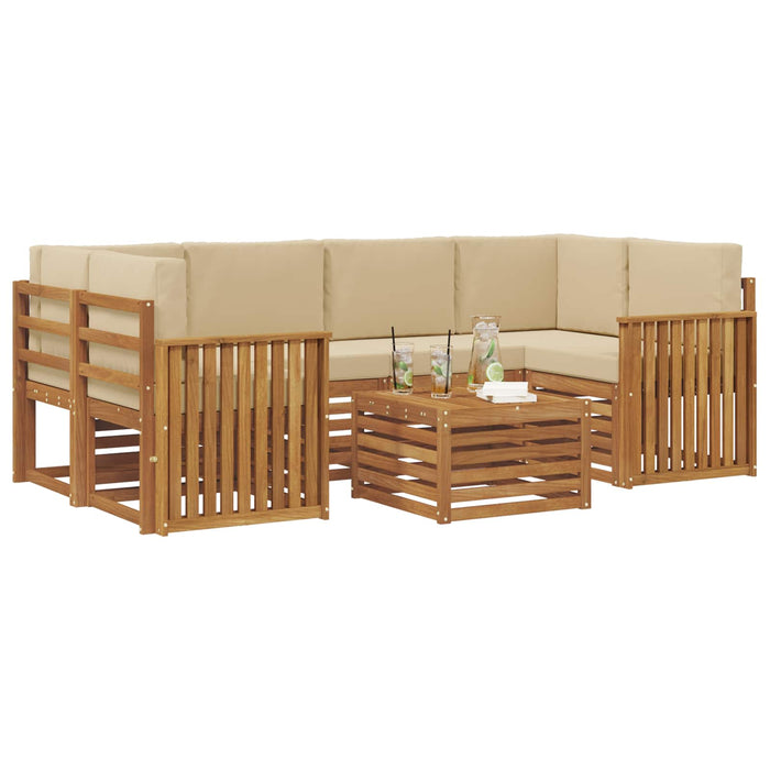 Set de canapele de exterior cu pernă 7 pcs Natural și Bej - WALTI WALTI
