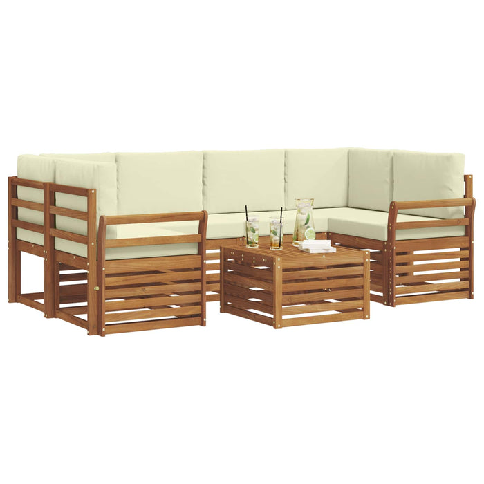 Set de canapele de exterior cu pernă 7 pcs Natural și Crem - WALTI WALTI
