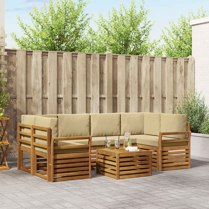 Set de canapele de exterior cu pernă 7 pcs Natural și Bej - WALTI WALTI