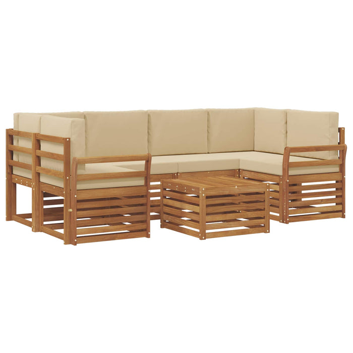 Set de canapele de exterior cu pernă 7 pcs Natural și Bej - WALTI WALTI