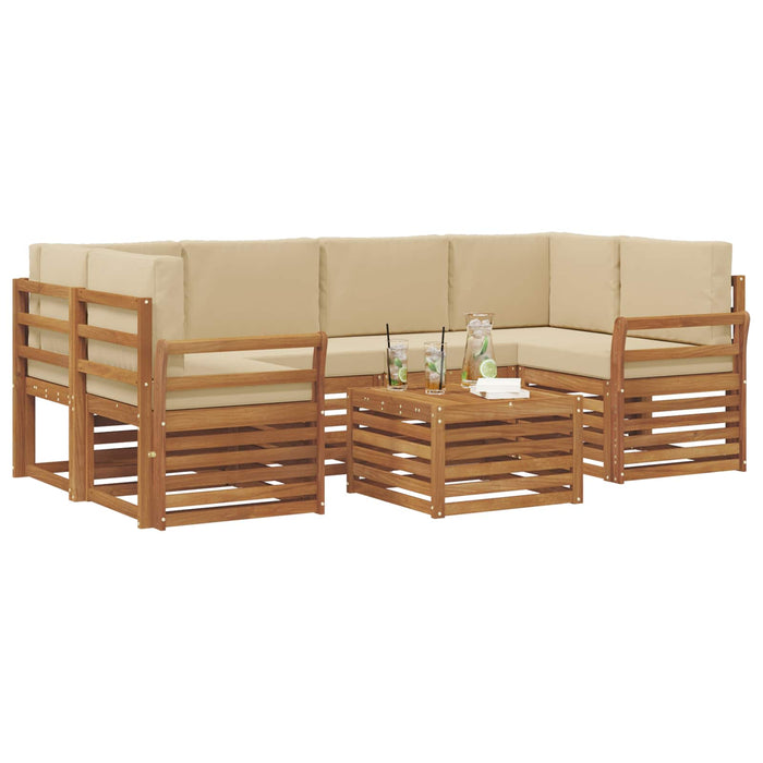 Set de canapele de exterior cu pernă 7 pcs Natural și Bej - WALTI WALTI