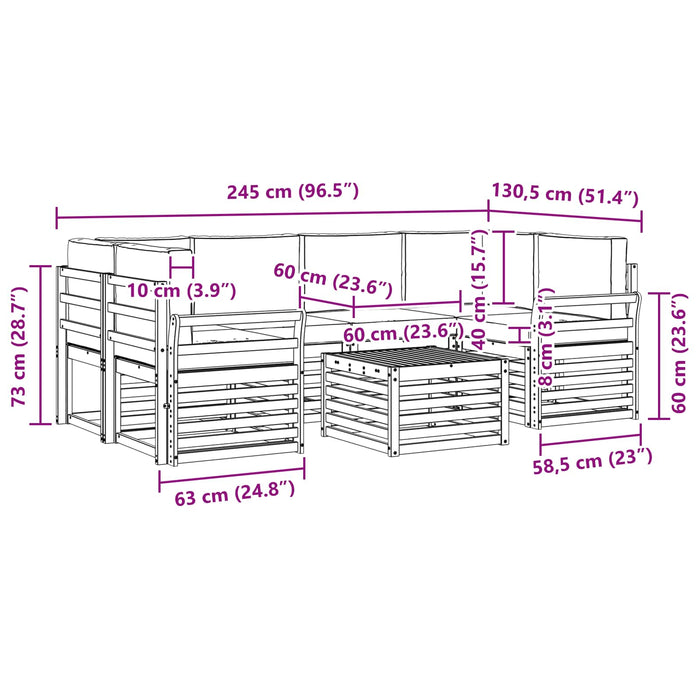 Set de canapele de exterior cu pernă 7 pcs Natural și Bej - WALTI WALTI