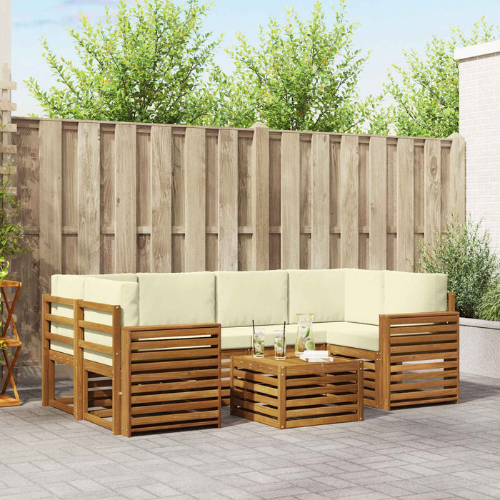 Set de canapele de exterior cu pernă 7 pcs Natural și Crem - WALTI WALTI