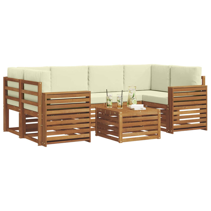 Set de canapele de exterior cu pernă 7 pcs Natural și Crem - WALTI WALTI