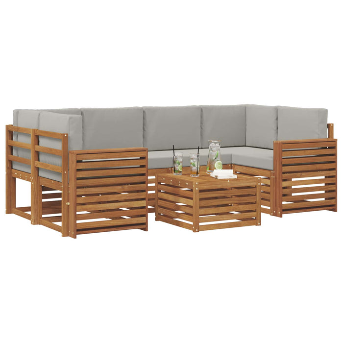 Set de canapele de exterior 7 pcs Gri natural și deschis - WALTI WALTI
