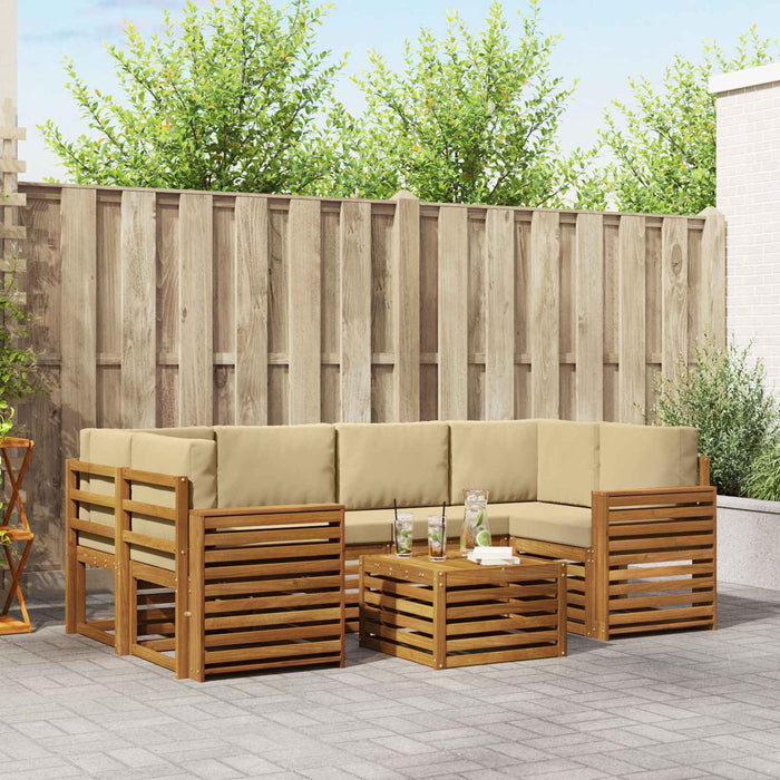 Set de canapele de exterior cu pernă 7 pcs Natural și Bej - WALTI WALTI