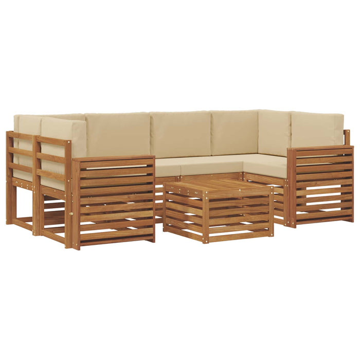 Set de canapele de exterior cu pernă 7 pcs Natural și Bej - WALTI WALTI