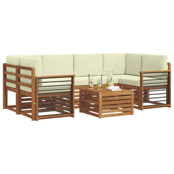 Set de canapele de exterior cu pernă 7 pcs Natural și Crem - WALTI WALTI