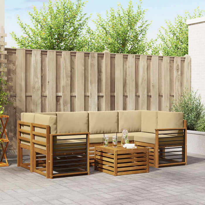 Set de canapele de exterior cu pernă 7 pcs Natural și Bej - WALTI WALTI