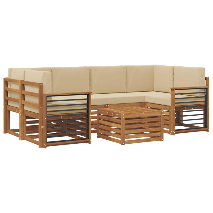 Set de canapele de exterior cu pernă 7 pcs Natural și Bej - WALTI WALTI