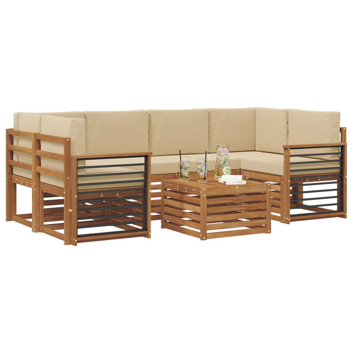 Set de canapele de exterior cu pernă 7 pcs Natural și Bej - WALTI WALTI