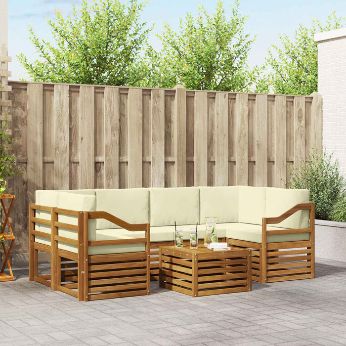 Set de canapele de exterior cu pernă 7 pcs Natural și Crem - WALTI WALTI