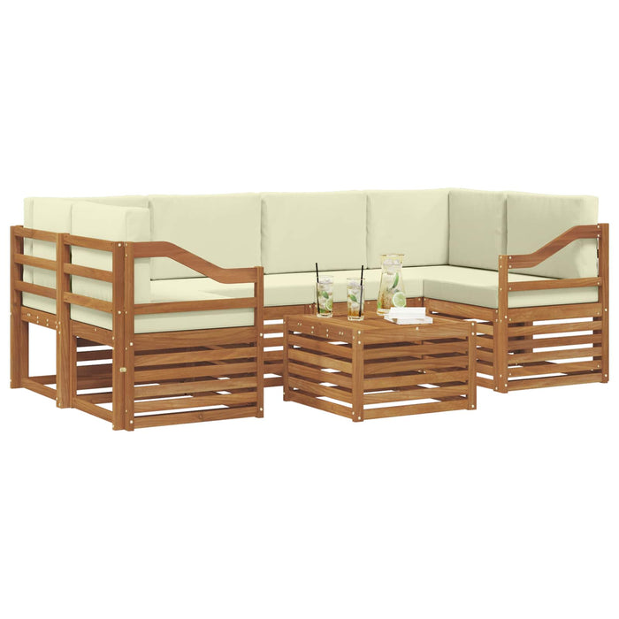 Set de canapele de exterior cu pernă 7 pcs Natural și Crem - WALTI WALTI