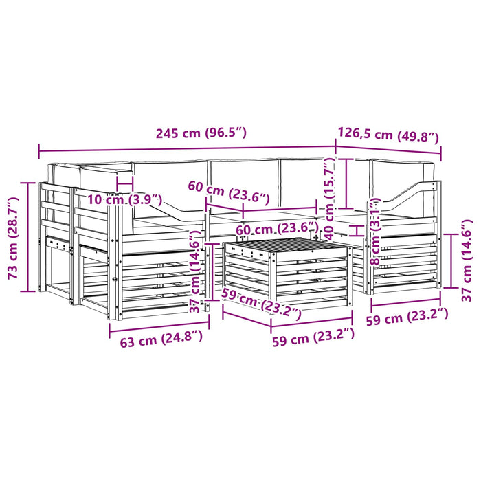 Set de canapele de exterior 7 pcs Gri natural și deschis - WALTI WALTI