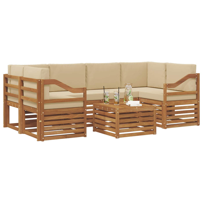 Set de canapele de exterior cu pernă 7 pcs Natural și Bej - WALTI WALTI