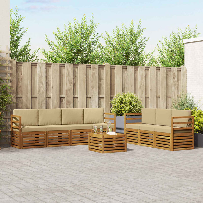 Seturi de canapele 8 pcs Natural și Bej Lemn Solid de Acacia - WALTI WALTI
